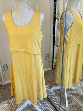 Kindred Bravely Yellow Nursing Midi Dress w/Pockets